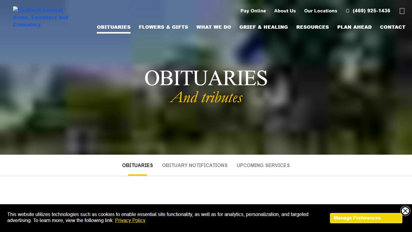 Obituaries Restland Funeral Home, Cemetery and Crematory - Dallas, TX